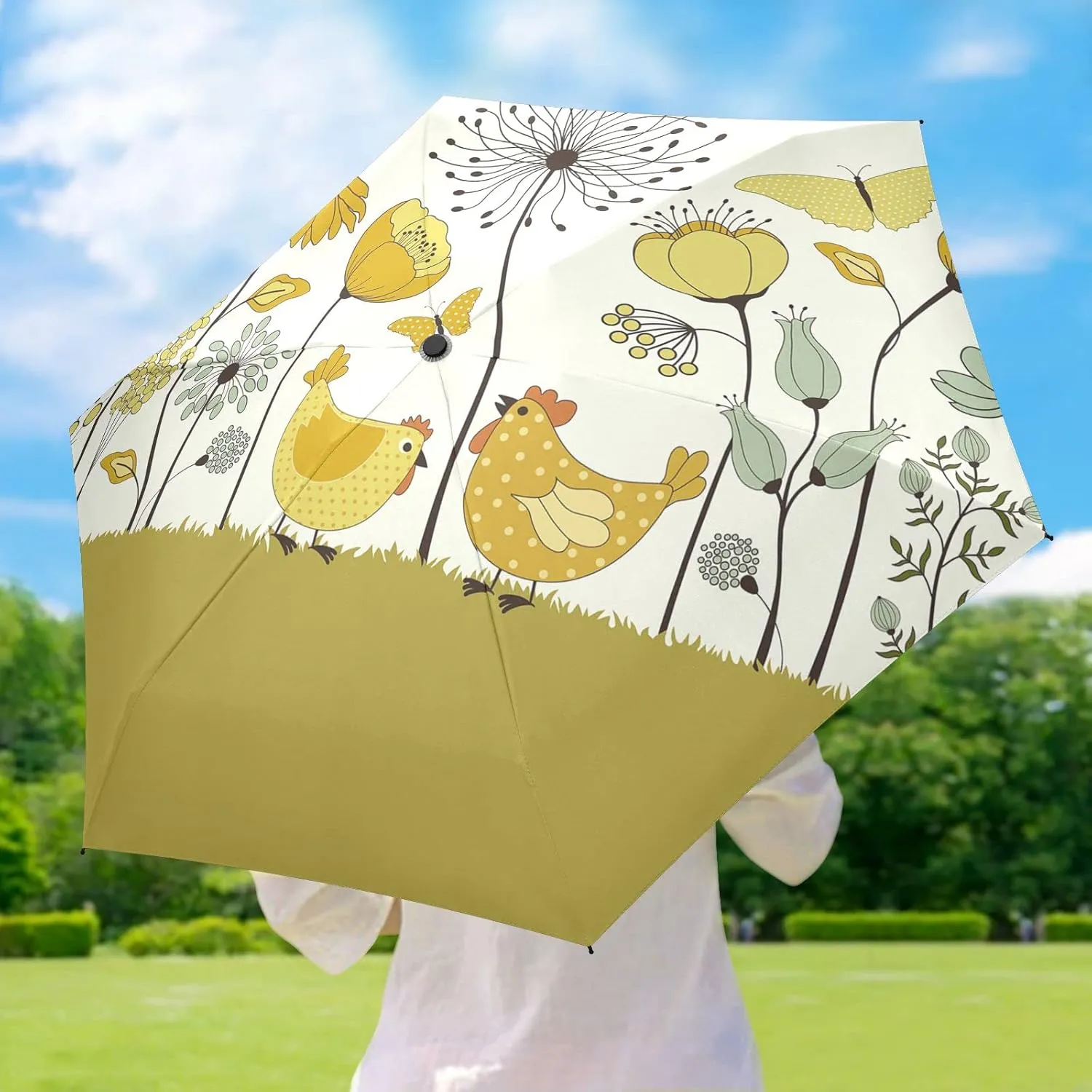 Small Mini Anti-UV Compact Travel Umbrella, 5 Folding Ultra-Light Umbrella, 6 Ribs Pocket Windproof Foldable Vinyl Parasol