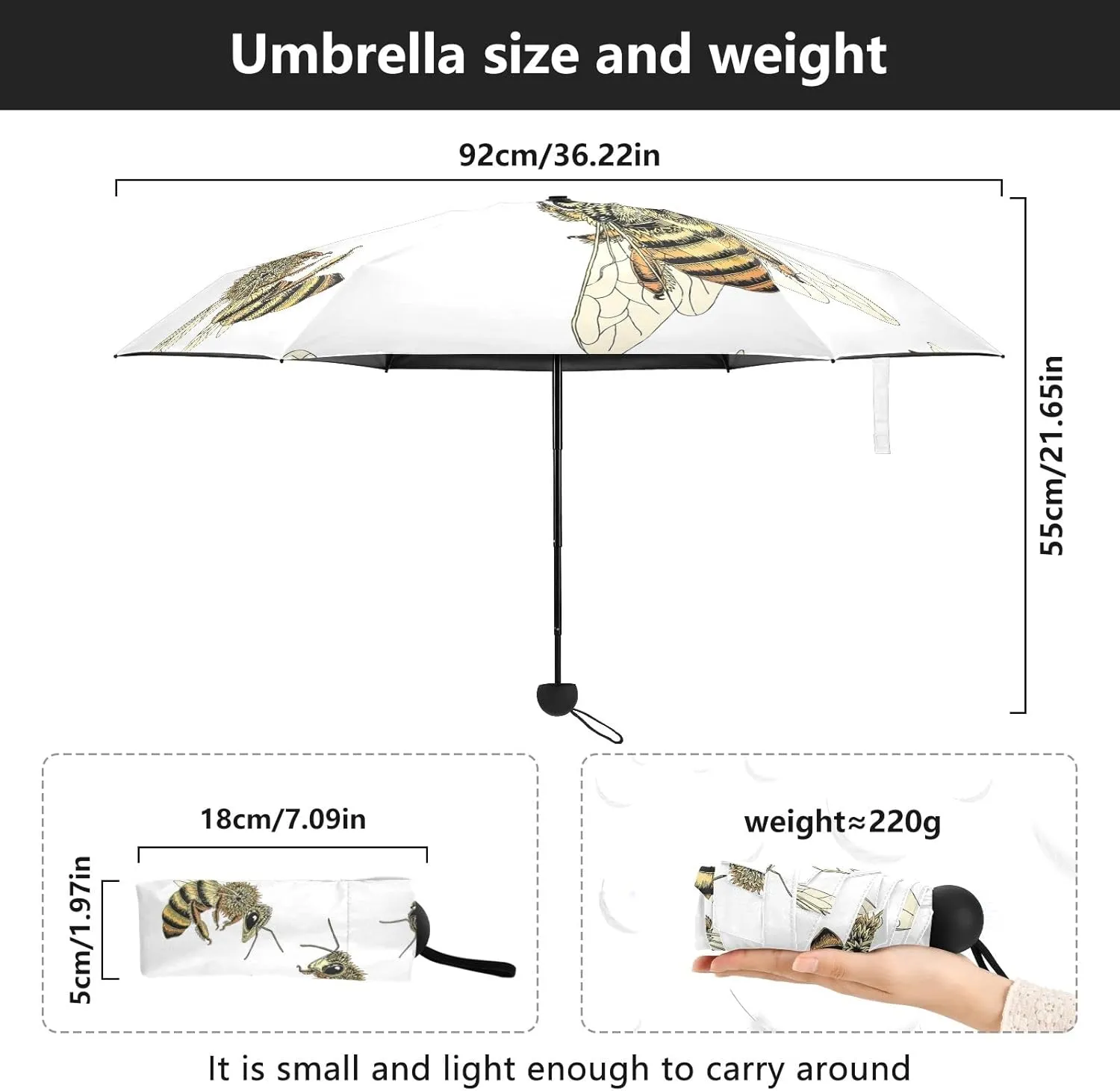 Small Mini Anti-UV Compact Travel Umbrella, 5 Folding Ultra-Light Umbrella, 6 Ribs Pocket Windproof Foldable Vinyl Parasol