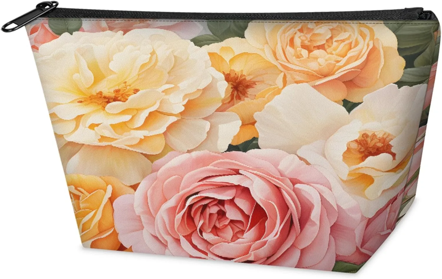Small Travel Makeup Bag for Purse, Cute Cosmetic Bag for Women, Make Up Pouch, Summer Rose Makeup Brush Organizer Bags, Watercolor Flower Skincare Toiletry Bag