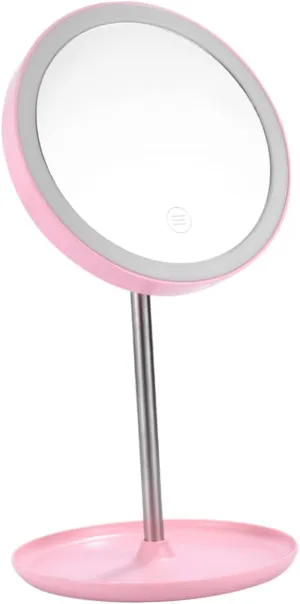 Smart Led Makeup Mirror Rechargeable 360° Rotating Touchscreen Brightness Adjustment
