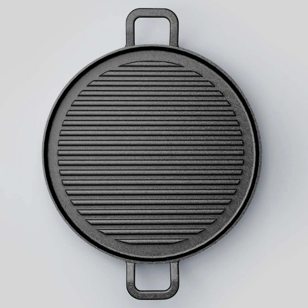 SOGA 2X 30cm Ribbed Cast Iron Frying Pan Skillet Coating Steak Sizzle Platter