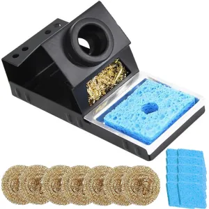 Soldering Iron Holder, Stable Portable Soldering Iron Stand with Brass Wool, Cleaning Sponge, Solder Tip Slots, No Water Needed