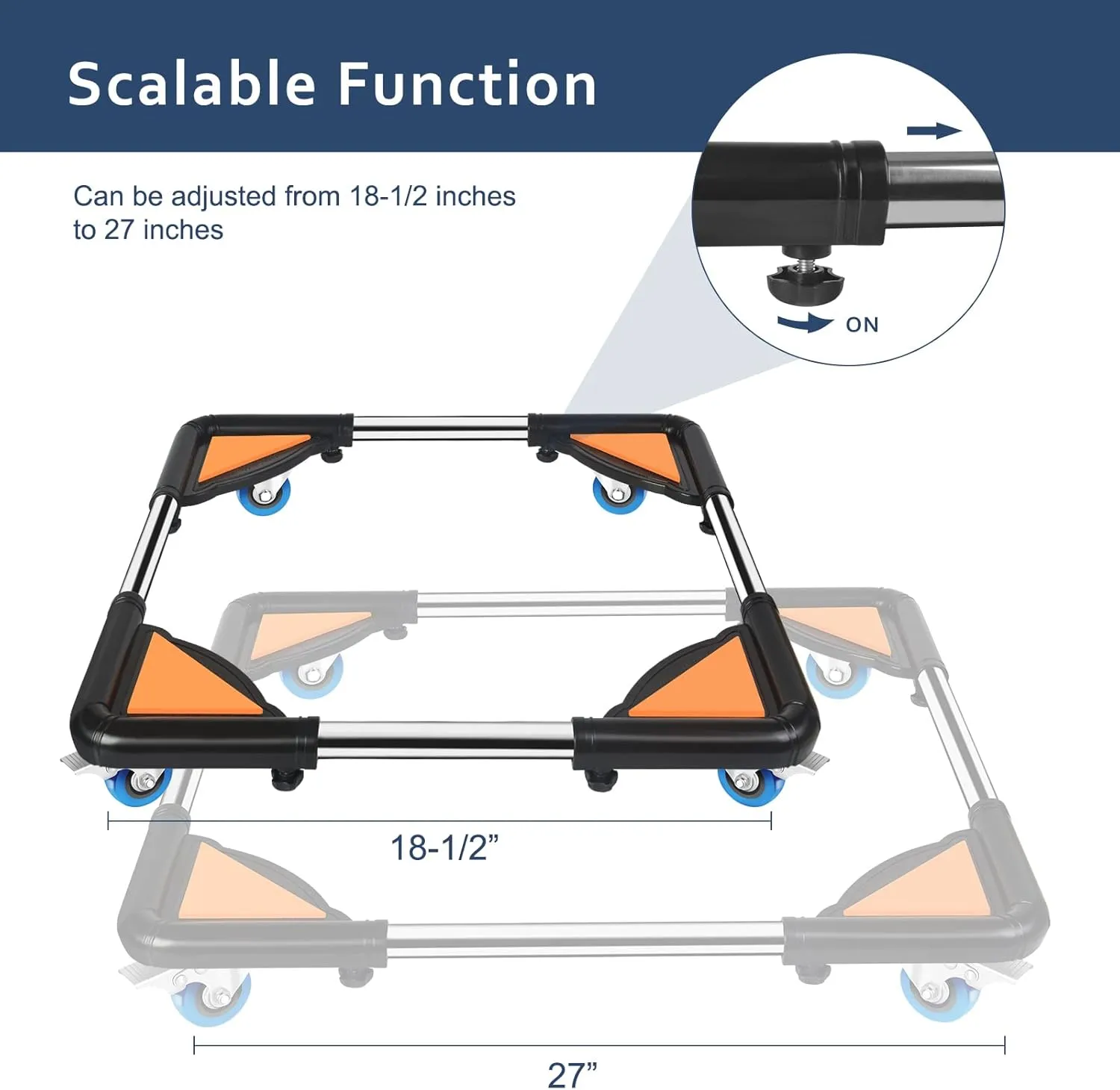 SPACECARE Mini Fridge Stand Furniture Dolly Mobile Roller with 4 Locking Wheels-Base Adjustable Refrigerator Washing Machine Stand Moving Cart- Appliance Dolly Cart Roller Pedestal -Black