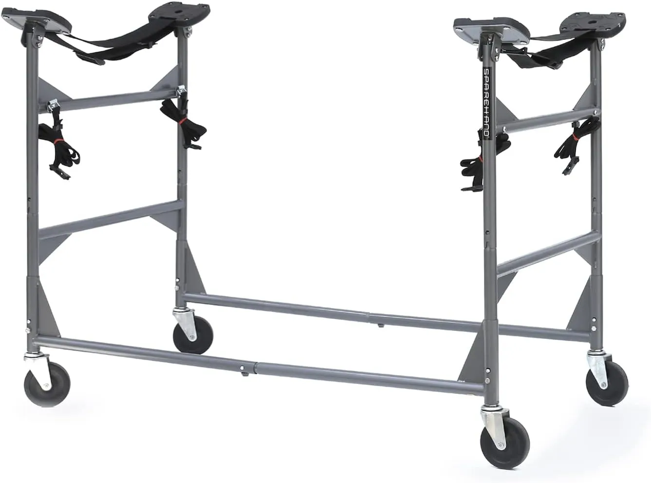 SPAREHAND Watercraft Rigging Rack - Lockable Caster Wheels ‎Station Rack with 250 lbs. - Self-Adjusting Pads for Fishing Kayaks, Sups, Hybrid Boards, & Paddleboards - Suitable for Indoor & Outdoor