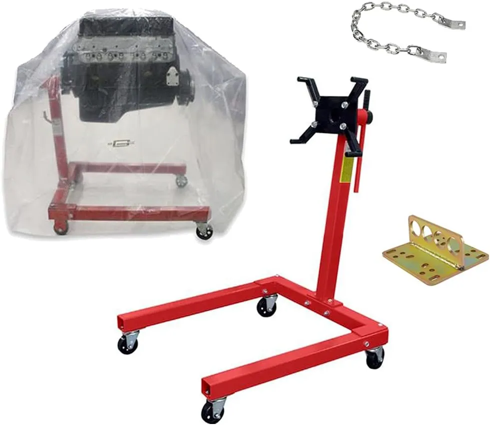 Speedway Motors Steel Rotating Engine Storage Stand Kit, Includes Engine Stand, Engine Storage Bag, Engine Lift Plate and Engine Lift Chain, 1,500 LB Capacity, 360 Degree Rotation