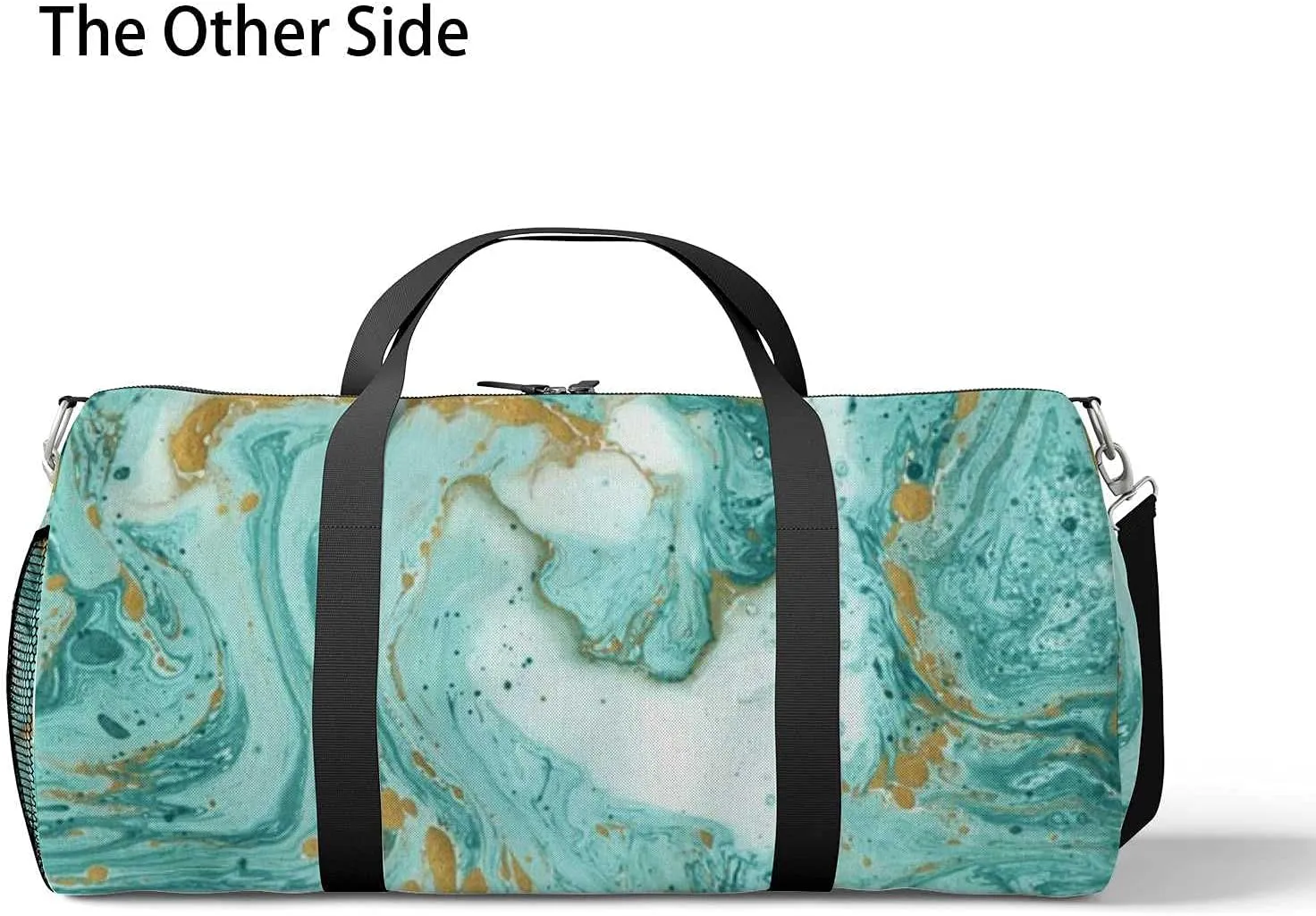 Sports Gym Bag for Women and Men Waterproof Marble Texture Painting Duffel Bag Lightweight Carryon Traveling Boarding Gripsack