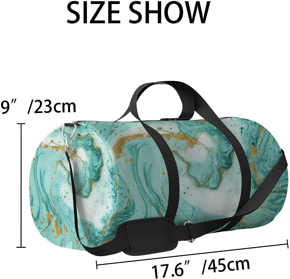Sports Gym Bag for Women and Men Waterproof Marble Texture Painting Duffel Bag Lightweight Carryon Traveling Boarding Gripsack