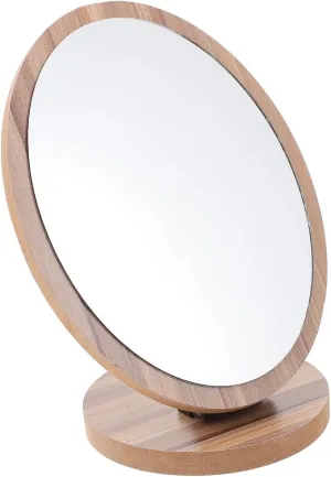 Square Makeup Mirror Wooden Tabletop Mirror Vanity Stand for Dorm Home