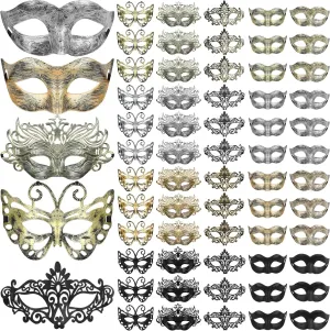 Sratte 60 Pcs Masquerade Mask Vintage Antique Masks Adults Party Mask Venetian Masks for Carnival Party Cosplay Performance