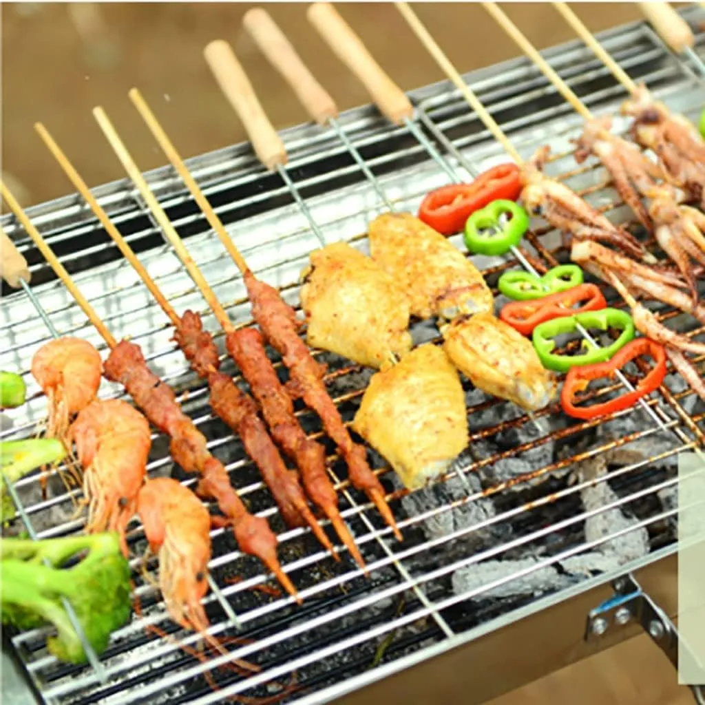 Stainless Steel Grill Camping Outdoor Korean Grill Stand Folding Grill Camping Portable Cooking Grill Tool