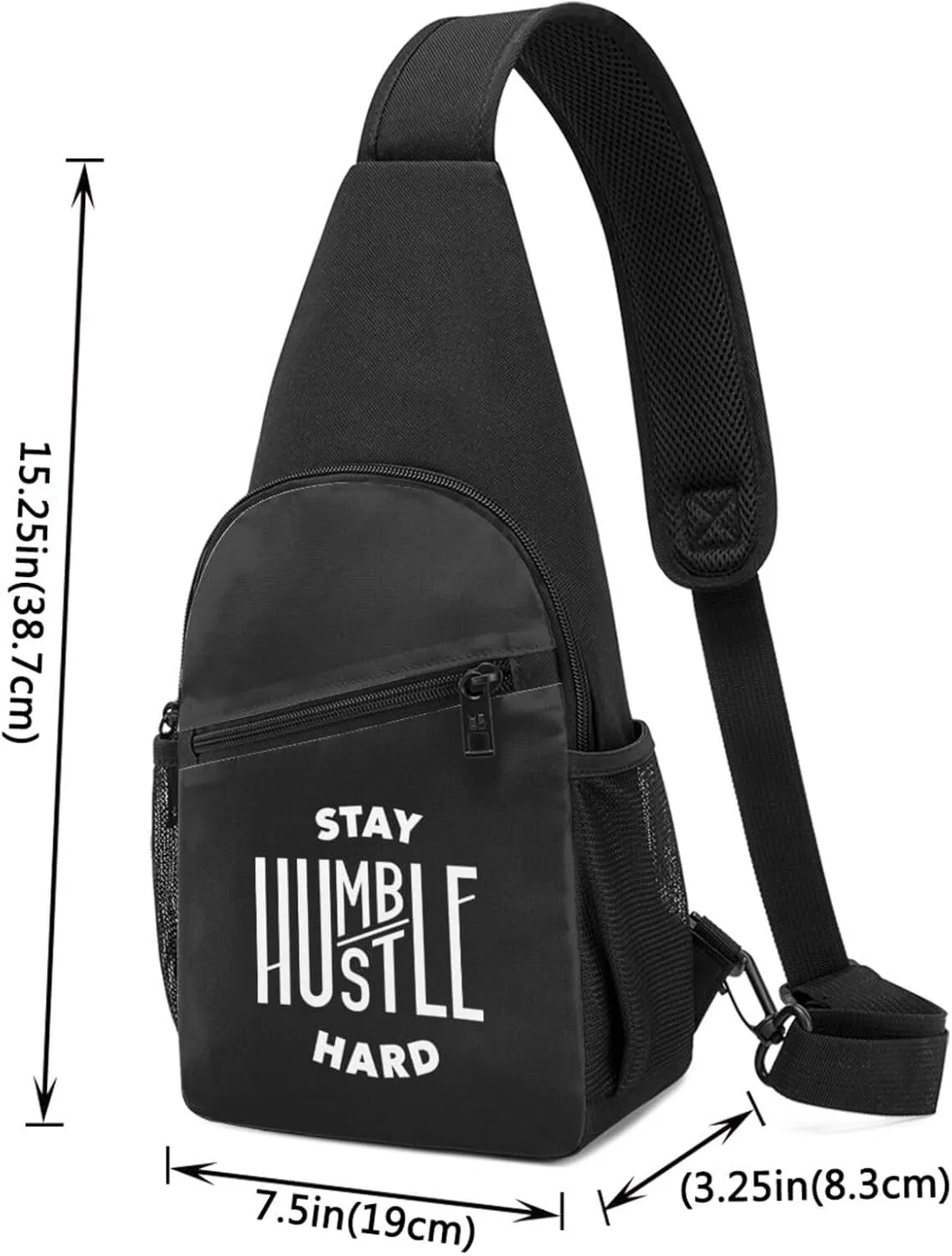 Stay Humble, Hustle Hard Unisex Chest Bag Lightweight Crossbody Shoulder Bag Travel Pocket Black