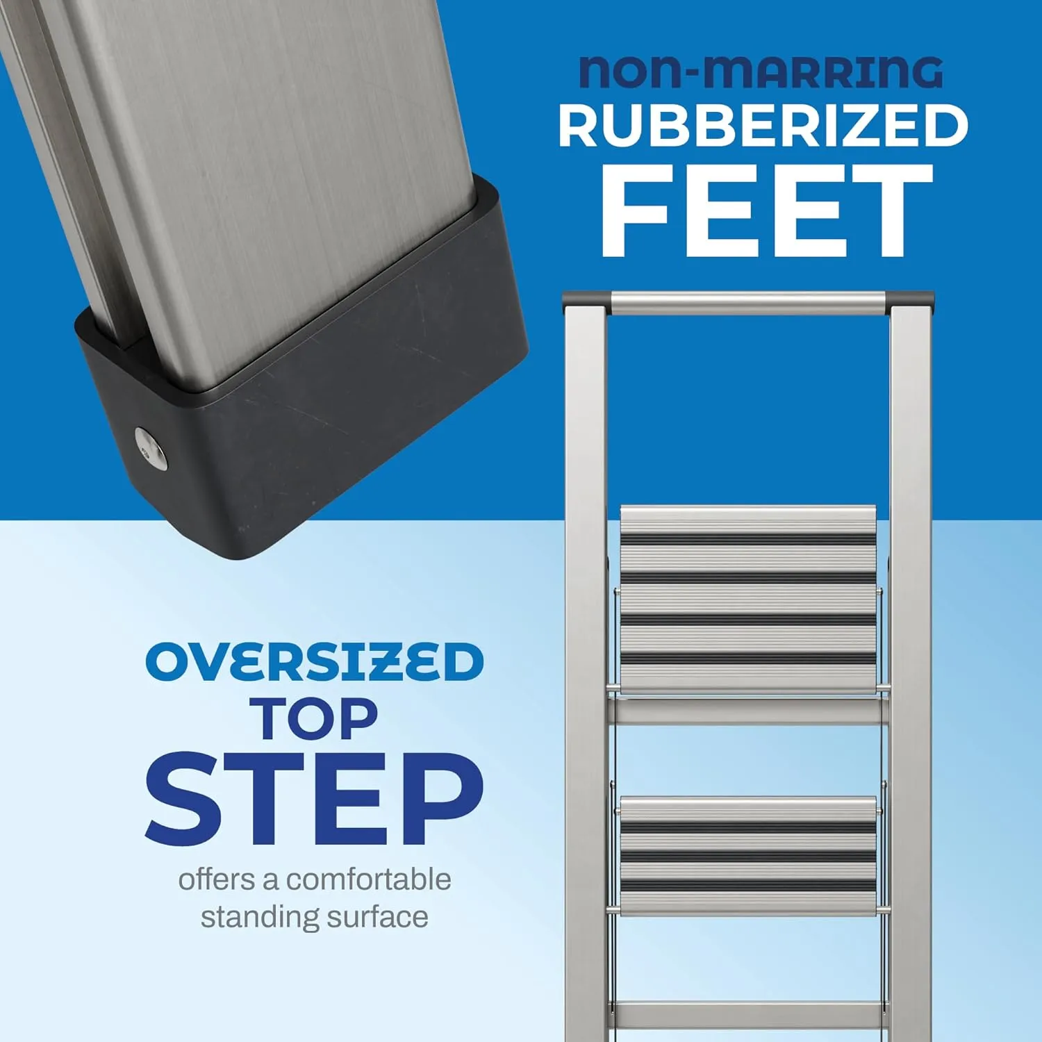 Step Ladder 3 Step Folding, Decorative - Modern Beautiful Aluminum, Ultra Slim Profile, Anti Slip Steps, Sturdy-Portable for Home, Office, Kitchen, Photography Use,by SORFEY