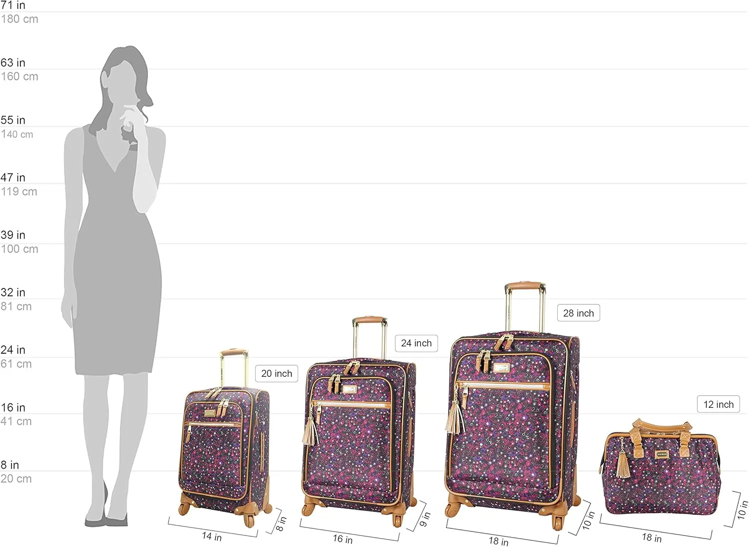 Steve Madden Designer Luggage Collection - Expandable 28 Inch Softside Bag for Men & Women - Durable Lightweight Checked Suitcase with 4-Rolling Spinner Wheels (28in,Dark Purple)