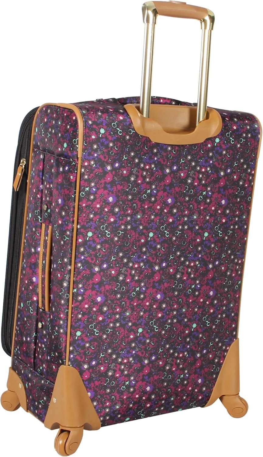 Steve Madden Designer Luggage Collection - Expandable 28 Inch Softside Bag for Men & Women - Durable Lightweight Checked Suitcase with 4-Rolling Spinner Wheels (28in,Dark Purple)