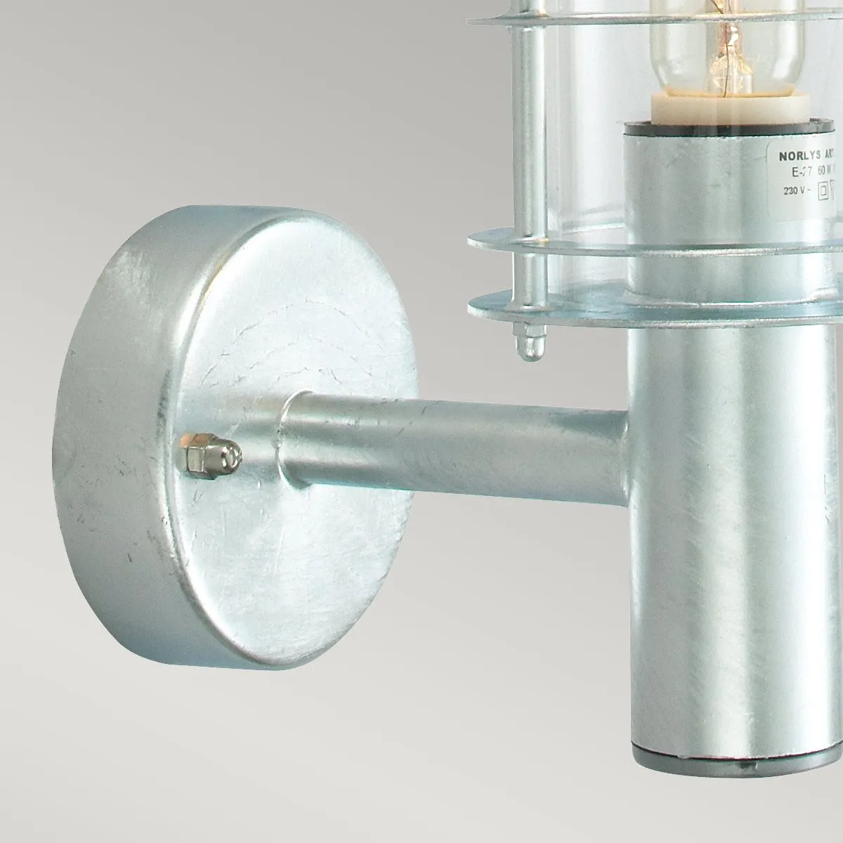 Stockholm 1 Light Wall Lantern - Galvanised | Galvanised