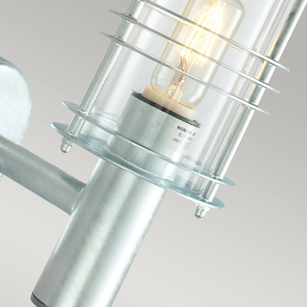 Stockholm 1 Light Wall Lantern - Galvanised | Galvanised