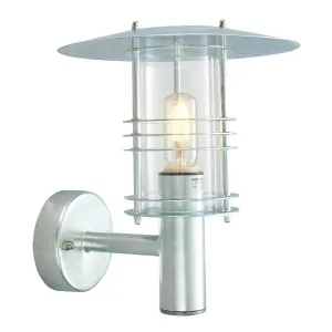 Stockholm 1 Light Wall Lantern - Galvanised | Galvanised