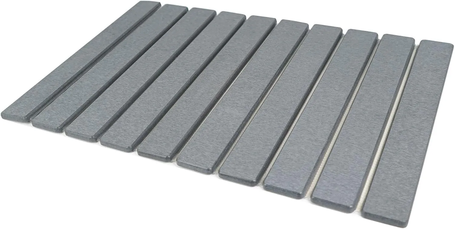 Stone Bath Mat,24 x 15.4 Inch Non-Slip Diatomaceous Earth Bath Mat,Quick Dry Stone Bath Mat for Bathroom,Rollable Super Absorbent Stone Drying Mat for Bahtroom Shower Floor, Dark Grey