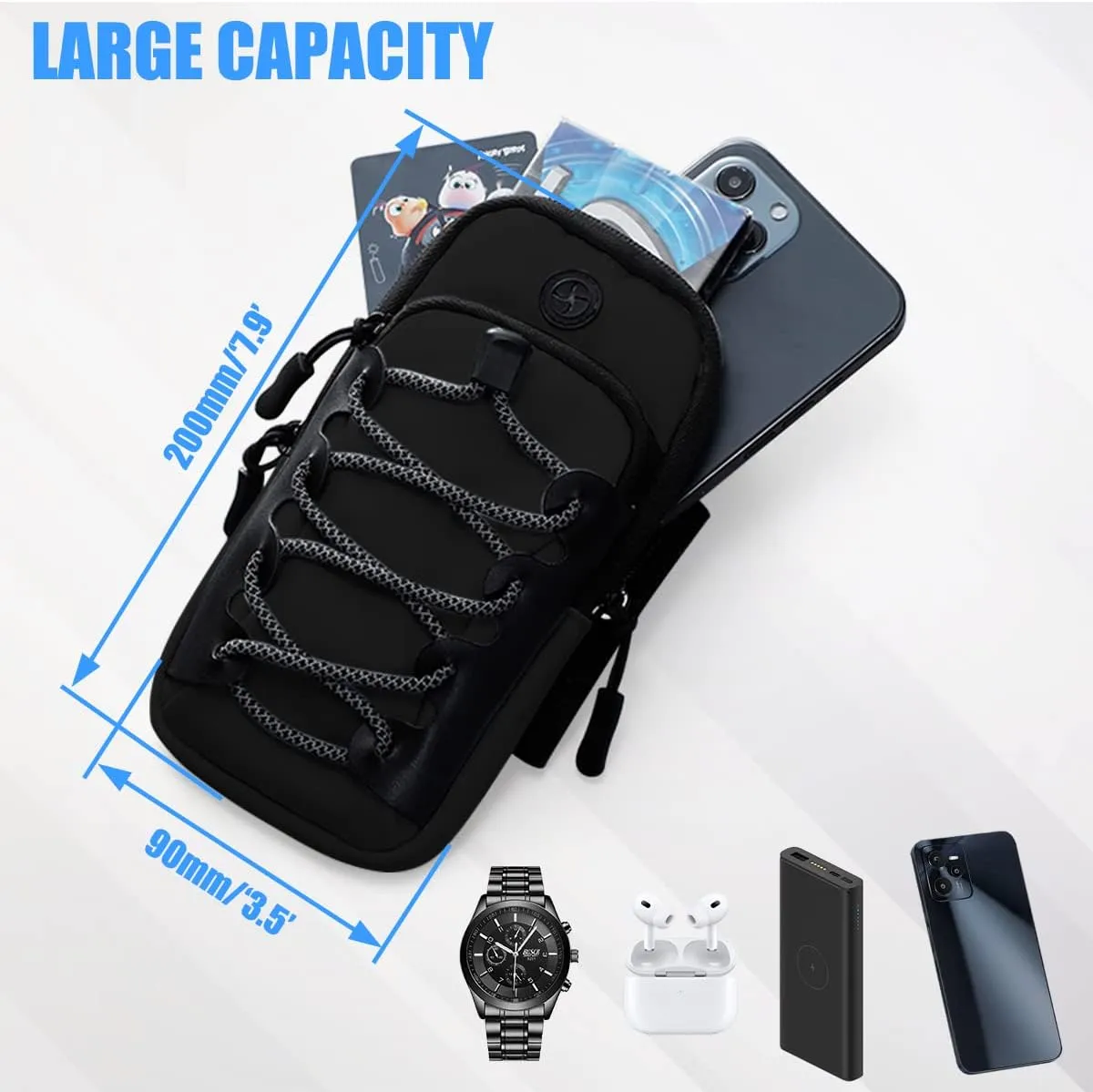 Storage Bag For Sur-ron LBX/Segway Talaria Sting R MX4 MX3, Dirt Bike Front Frame Bag Arm Strap Bag Battery Cover Bag for Mobile Phone, Card, Earphone, Black