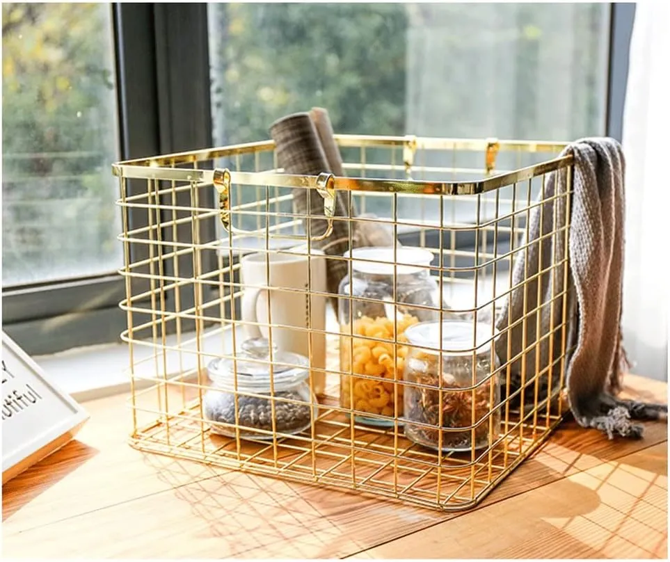 Storage Basket Metal Magazine Newspapers Bottle Holder Bathroom Organizer Tools Home(Gray)