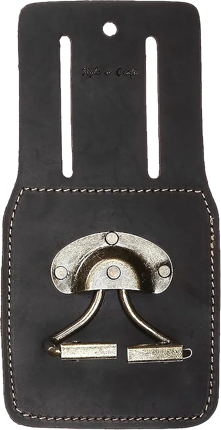 Style n Craft Spring-Loaded Swivel Hammer Holder, Full-Grain Oiled Leather Hatchet Holder, Compatible with All Types of Hammers and Hatchets, Dark Brown (74440)