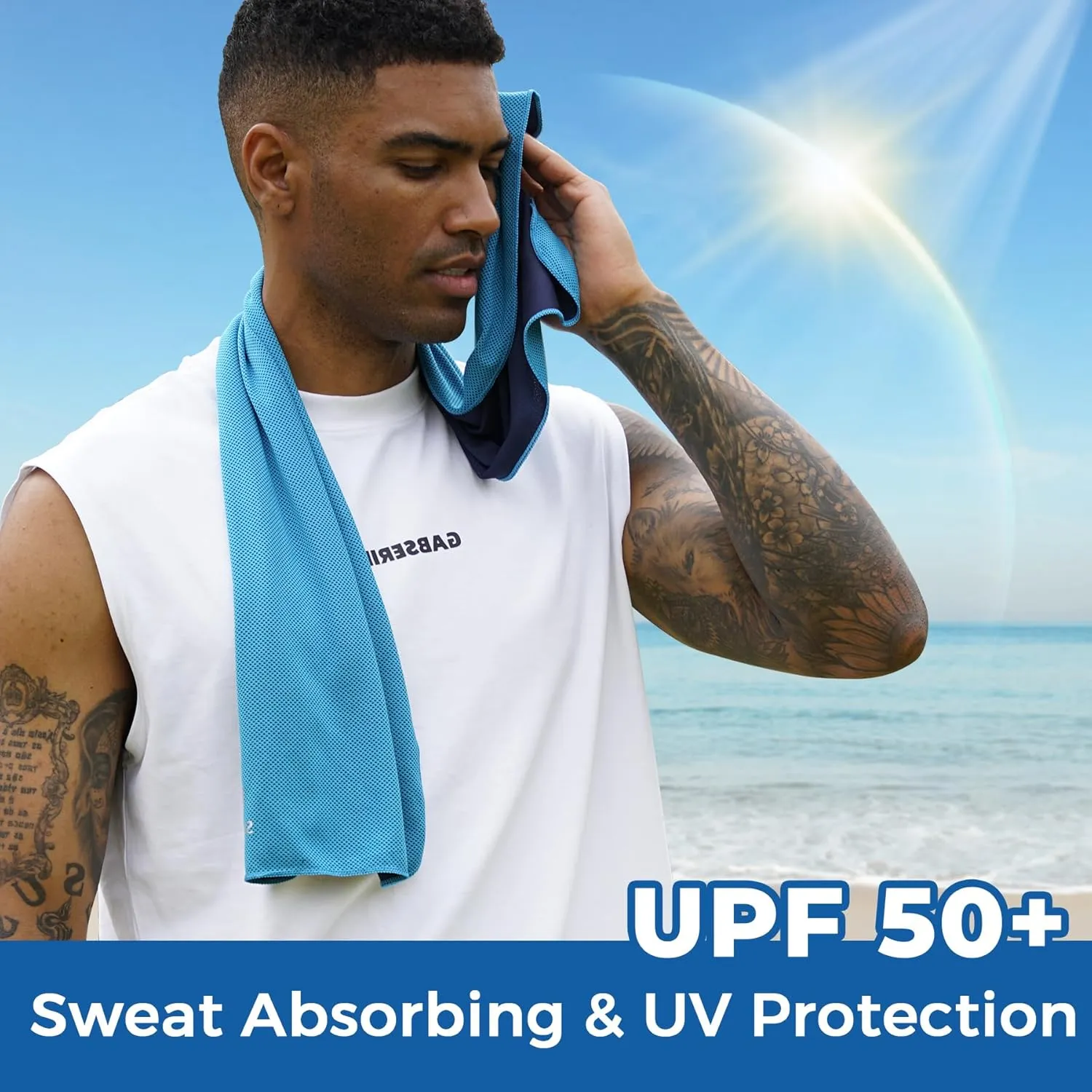 Sukeen 10 Pack Cooling Towels (40"x12"), Neck and Face, Microfiber Cool Towel, Soft Breathable Chilly Towel for Yoga, Golf, Gym, Camping, Running, Workout & More Activities