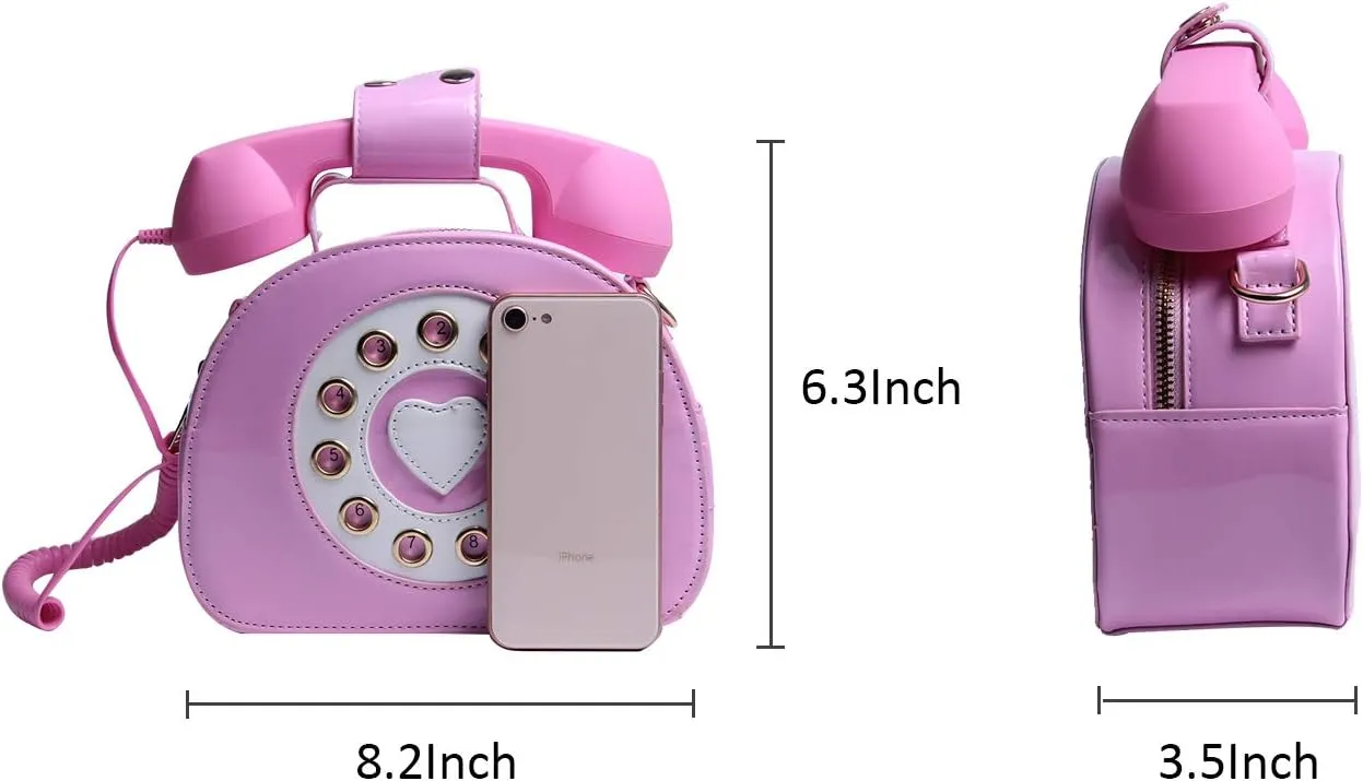 SUKUTU Telephone Shaped Purse Shoulder Crossbody Tote Bags Women Retro Phone Top-Handle Handbags for Girls