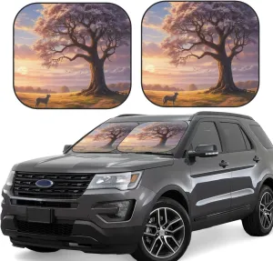 Summer Whispered Wonders Car Sun Shade Windshield,2 Piece Foldable Car Automotive Windshield Sunshades Universal