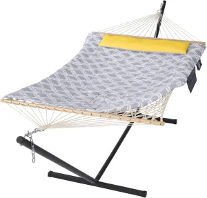 SUNCREAT Outdoor Hammock with Stand, Portable Hammocks for Outside with Stand, Gray Drops