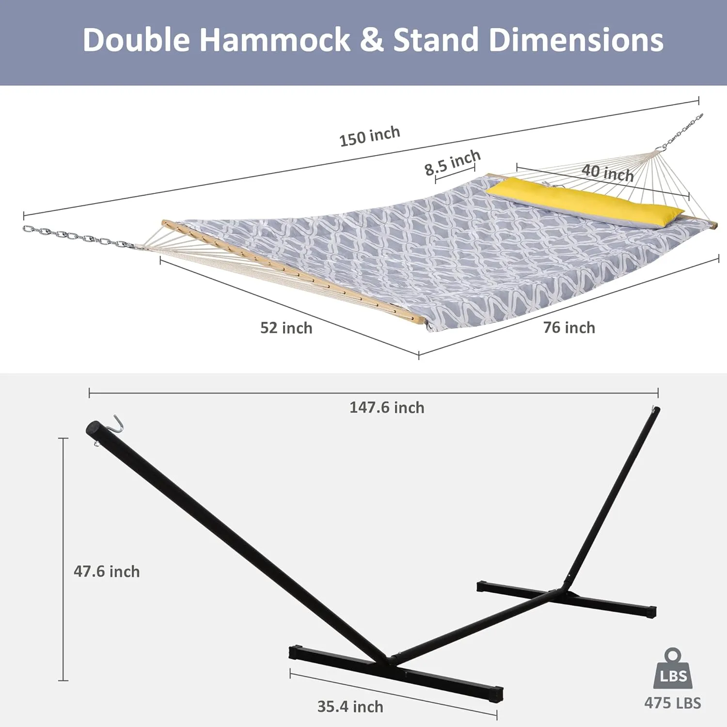 SUNCREAT Outdoor Hammock with Stand, Portable Hammocks for Outside with Stand, Gray Drops