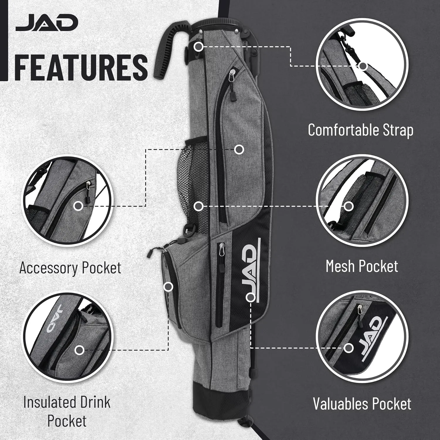 Sunday Golf Bag - Premium Everyday Sunday Golf Bag with Stand for Men, Women and Ladies, Ultra Lightweight, Easy to Carry Pitch n Putt Carry Bag