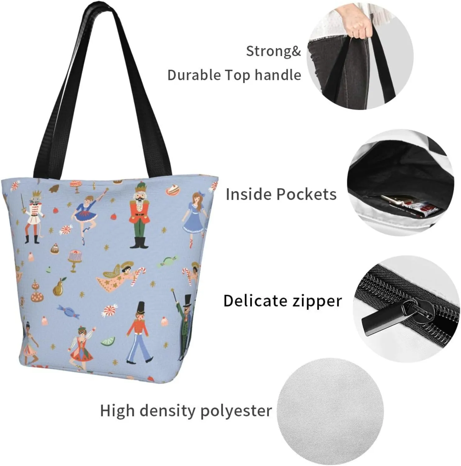 Sunflower American Flag Tote Bag For Women Lightweight Shoulder Bags Shopping Handbags With Zipper