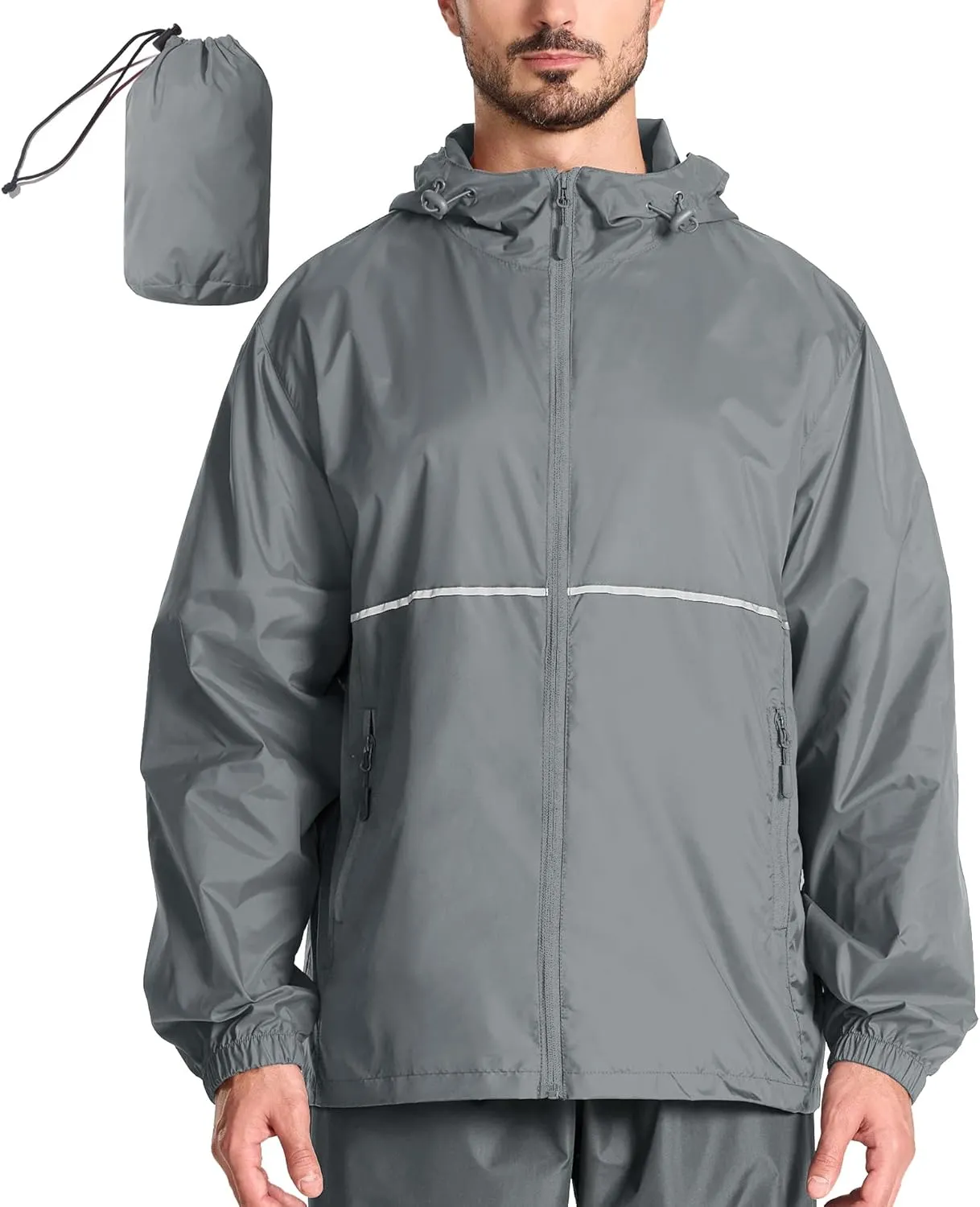 SWISSWELL Men's Rain Jacket Windbreaker Packable,Lightweight Golf Rain Coat Inner Pocket for Camping Hiking Cycling