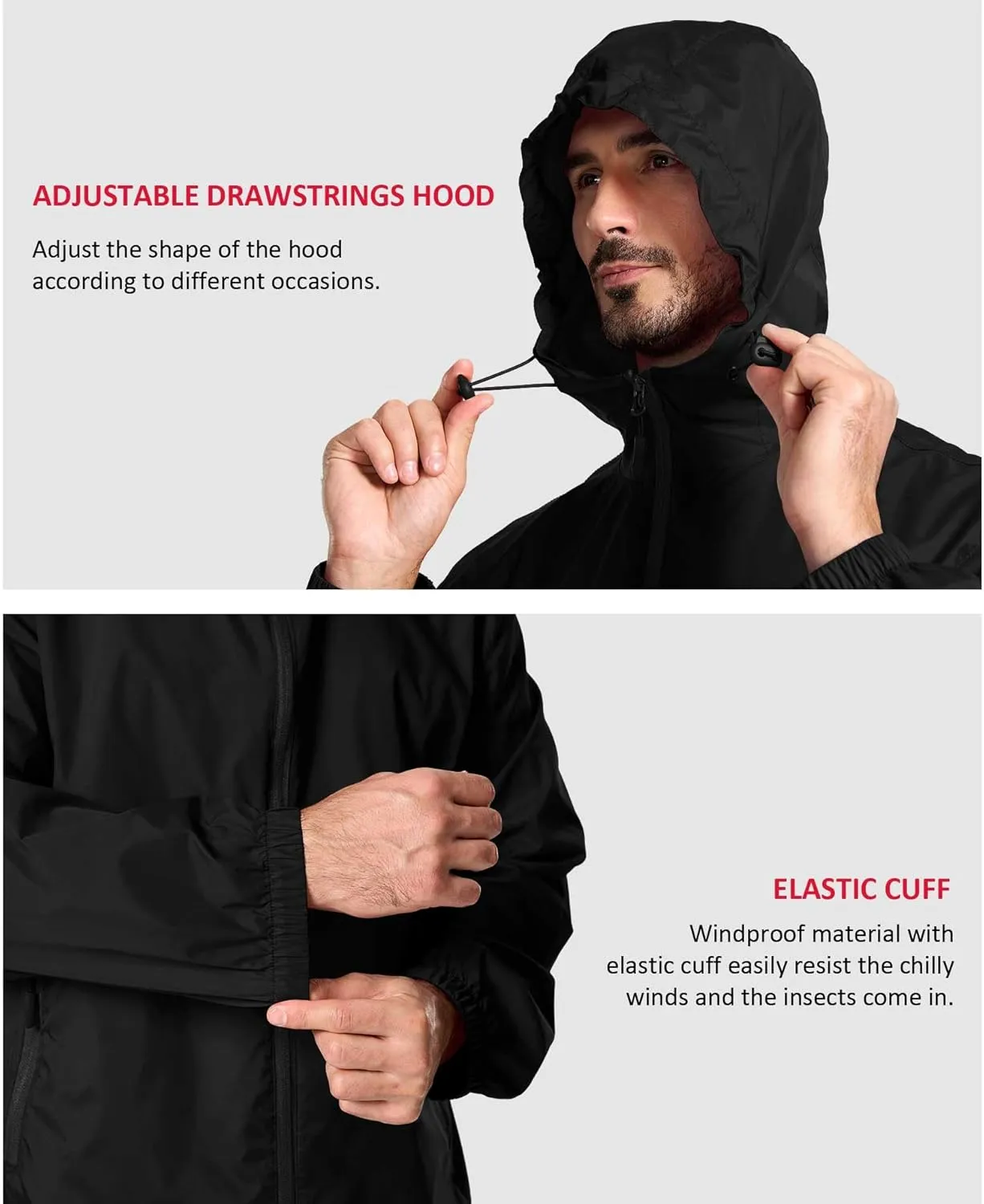SWISSWELL Men's Rain Jacket Windbreaker Packable,Lightweight Golf Rain Coat Inner Pocket for Camping Hiking Cycling