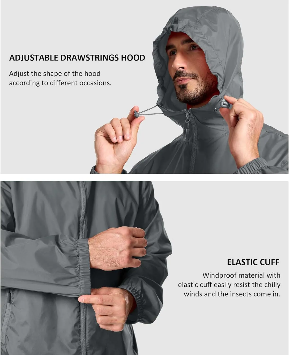 SWISSWELL Men's Rain Jacket Windbreaker Packable,Lightweight Golf Rain Coat Inner Pocket for Camping Hiking Cycling