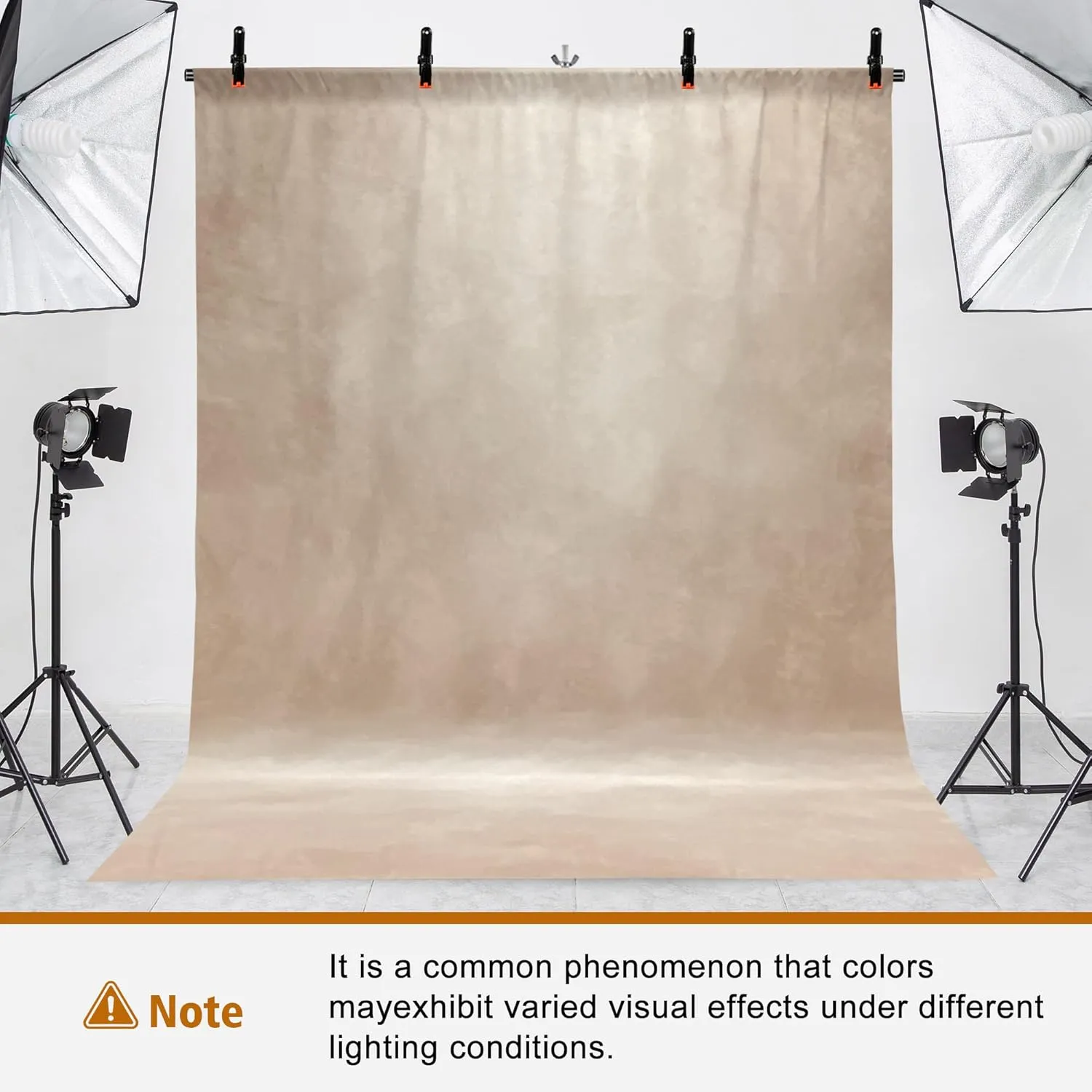 T-Shaped Backdrop Stand with 6.5 x 5ft Abstract Beige Backdrop, Adjustable Stand Kit with 4 Spring Clamps, Portable Handbag (2 in 1)