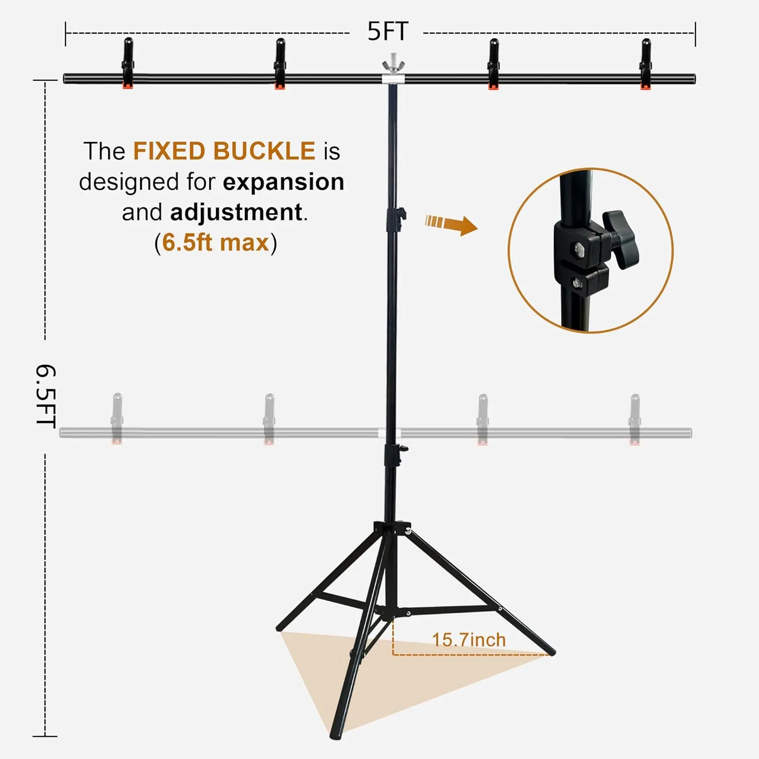 T-Shaped Backdrop Stand with 6.5 x 5ft Abstract Beige Backdrop, Adjustable Stand Kit with 4 Spring Clamps, Portable Handbag (2 in 1)