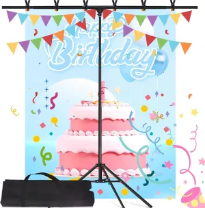 T-Shaped Photo Backdrop, Portable T-Shape, 8.5x5 FT, Adjustable, 6 Clamps, Carrying Bag for Wedding Photo Parties