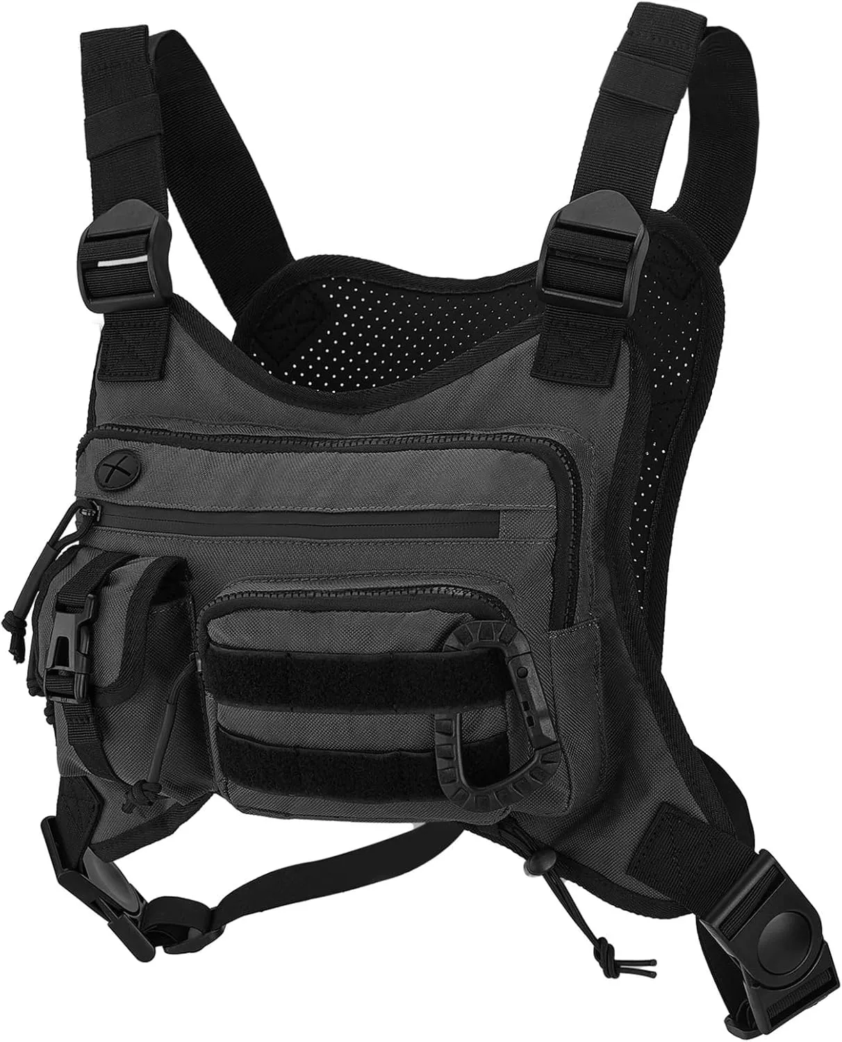Tactical Chest Bag for Men, Running Vest Lightweight Adjustable EDC Sport Front Chest Pack Extra Storage Pouch for Workouts Cycling Hiking Outdoor, Black