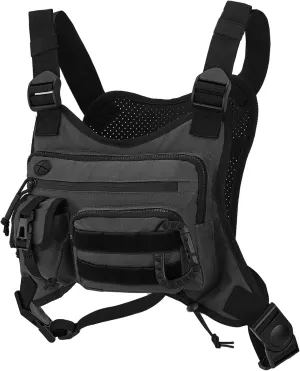 Tactical Chest Bag for Men, Running Vest Lightweight Adjustable EDC Sport Front Chest Pack Extra Storage Pouch for Workouts Cycling Hiking Outdoor, Black