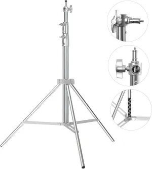 Takerers Heavy Duty Light Stand Photography: Stainless Steel 7.2ft/86.6inch Adjustable Tripod stands with Spring Cushioned, 1/4" to 3/8" Universal Screw, Carry Bag for Softbox, Strobe(Max Load: 22lb)