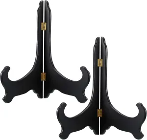 Tatuo 2 Packs Wooden Plate Stands for Display, Plate Holder Display Stand, Picture Frame Stand Easels, Tabletop Art Holder, Book Dish Decorative