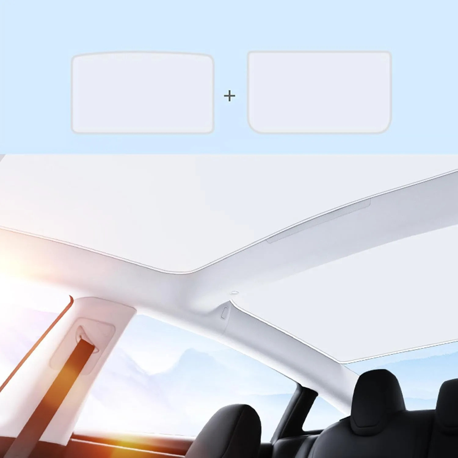 Tesla Model 3 Sunshade Roof, Foldable Split Design, Glass Roof Sunshades for Tesla Model 3 2024, UV Ray Protection Insulation Premium Accessories (for Model 3)