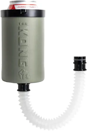 The Kong 2.0 - A Portable Can or Bottle Cooler/Cup With A Detachable, Expandable, Hose To Funnel Your Drink (Green)