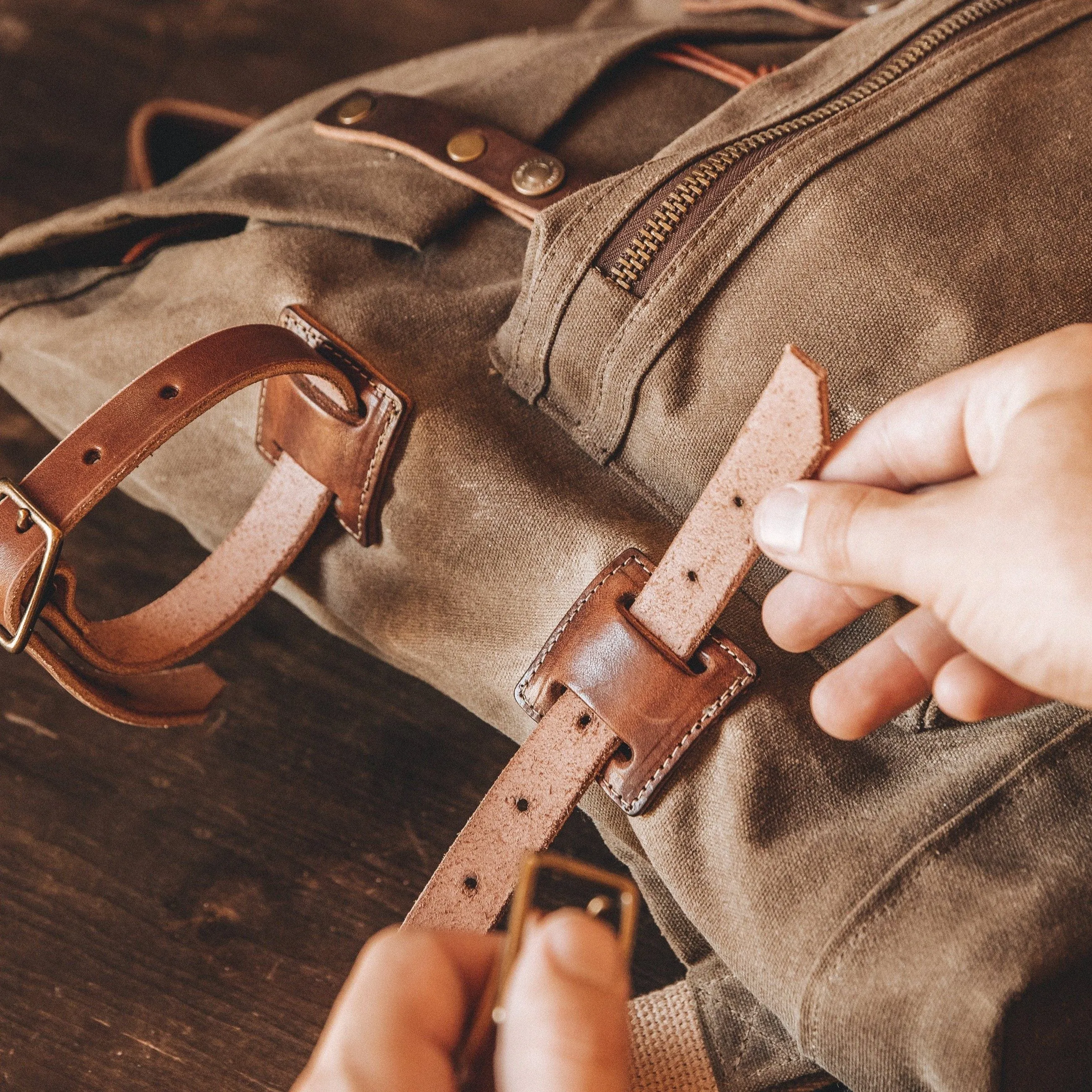 The Muir Pack Canvas Backpack | Vintage Wax Duck Canvas Backpack (Brown)