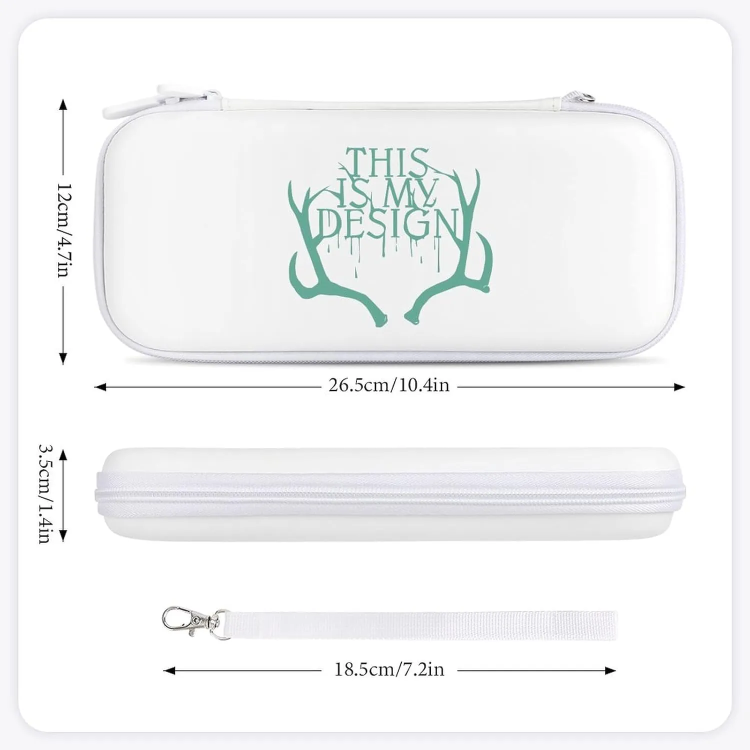 This is My Design Deer Hard Shell Travel Case with Rope 15 Game Card Pockets Compatible with Switch Protective