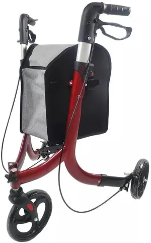 Three Wheeled Rollator for Seniors,Lightweight,Stand Up Rolling Walker,Elderly Trolley, Foldable Durable Rollator, 3 Wheel Walker, Walker with Shopping Bag