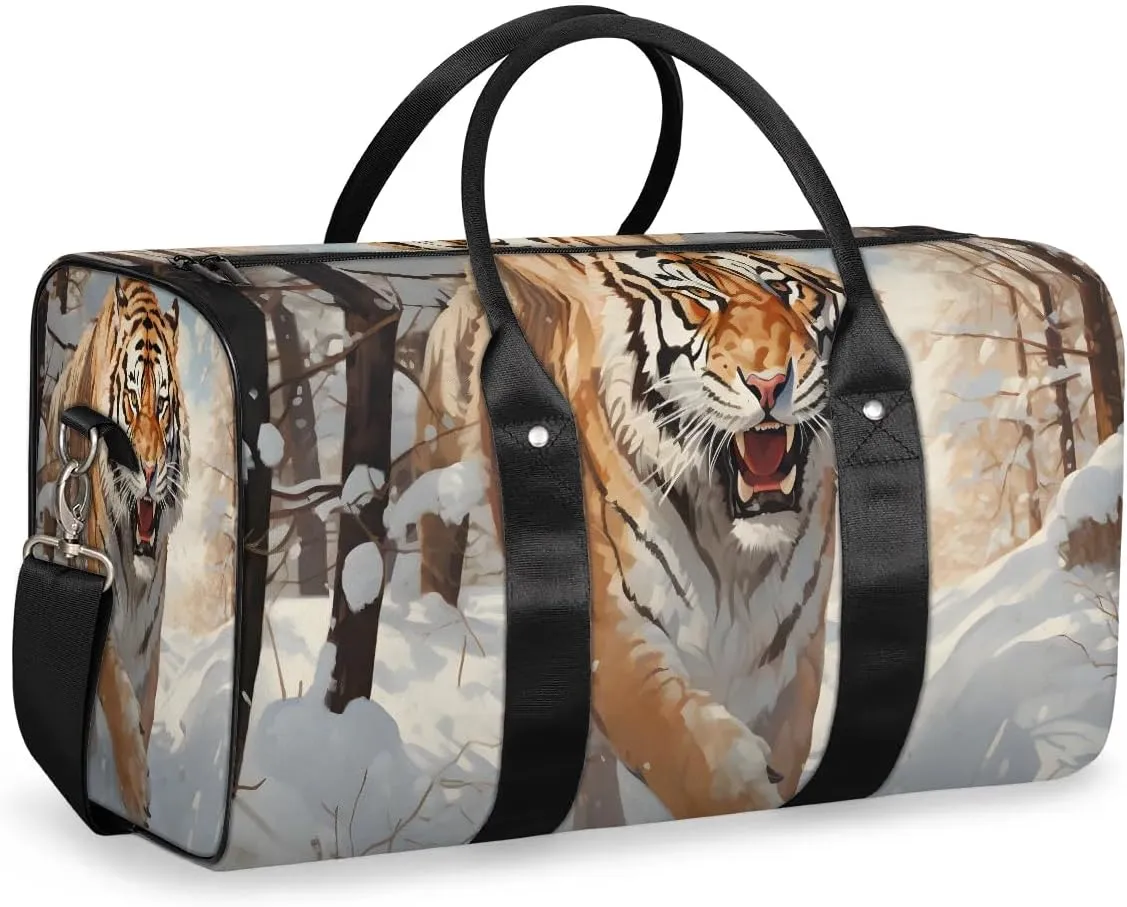 Tiger Travel Duffel Bag for Women Men Waterproof Foldable Overnight Weekender Bag Large Capacity Sports Gym Bag