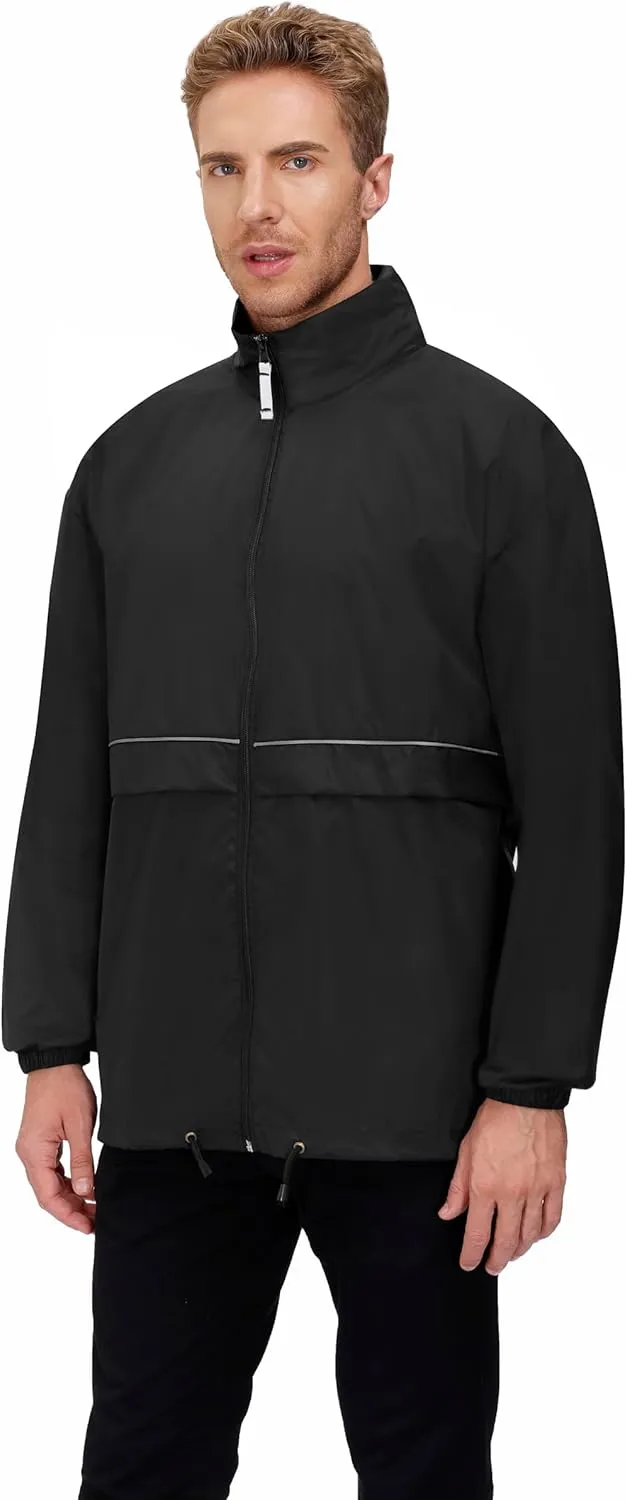 TIHEEN Men's Rain Jacket Cycling Running Jackets Waterproof Raincoat with Hood Windbreaker Hiking Jacket Rain Coat