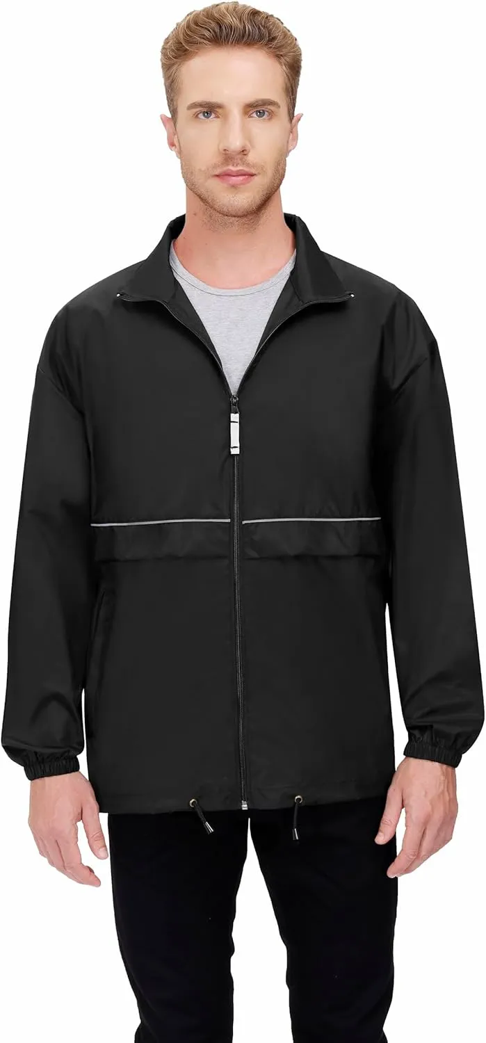TIHEEN Men's Rain Jacket Cycling Running Jackets Waterproof Raincoat with Hood Windbreaker Hiking Jacket Rain Coat